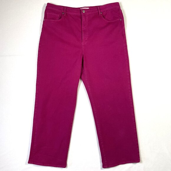 LOFT Denim - LOFT The Straight Leg Jeans Size 16 Magenta Pink Rasberry